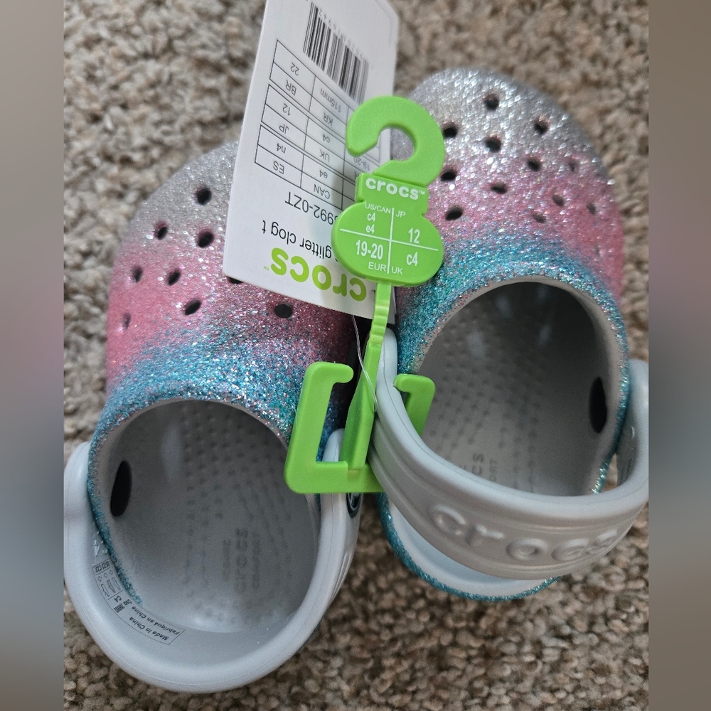 Baby Girl Glitter Ombre Crocs NWT Size 4